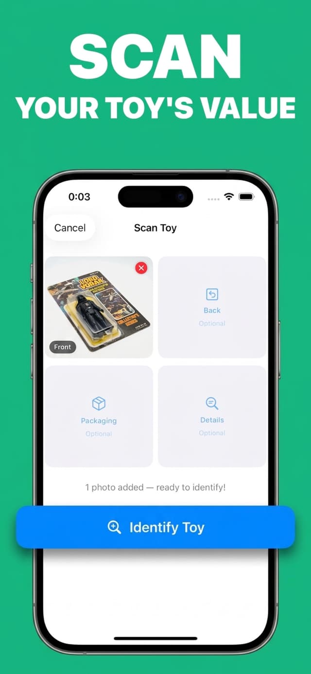 Scan any toy to get instant value