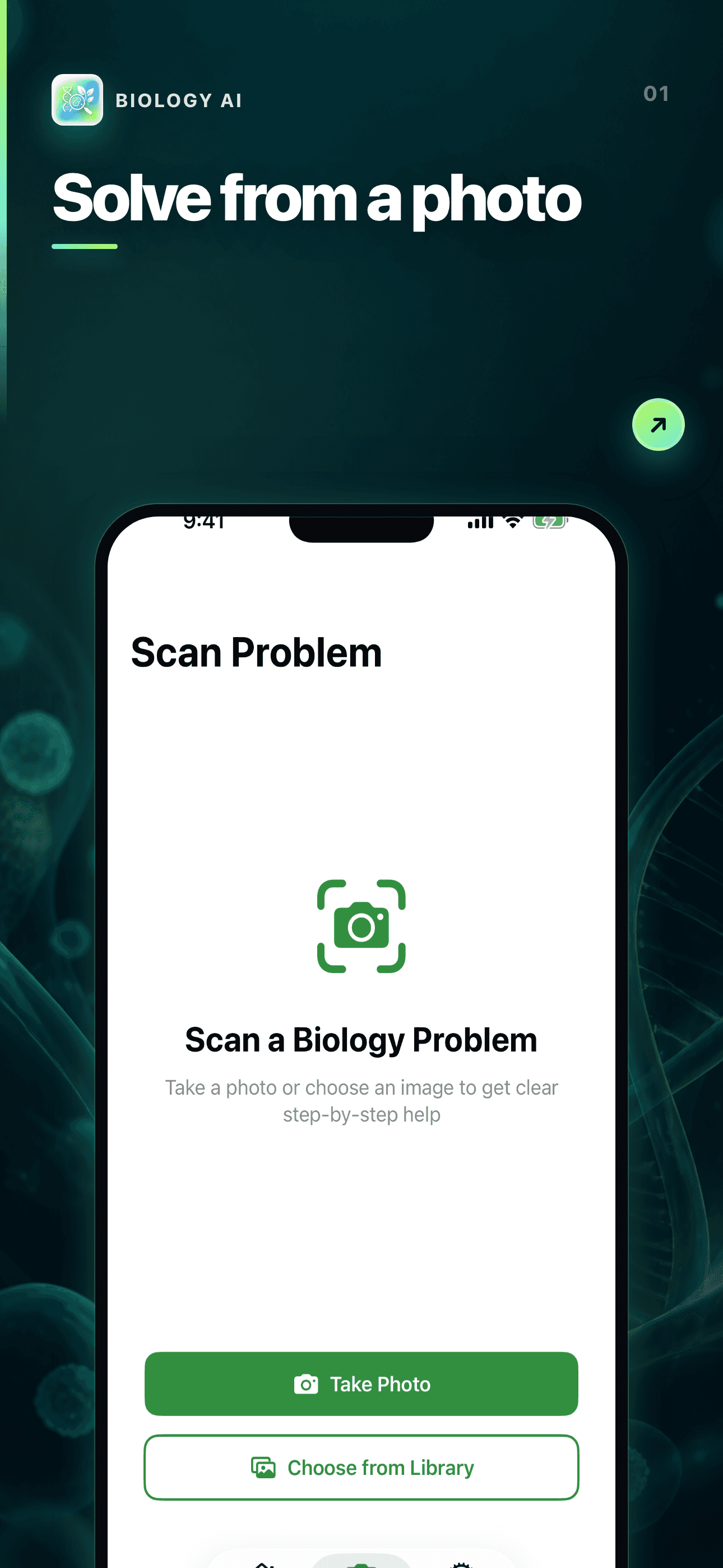 Biology AI photo homework scanner on iPhone