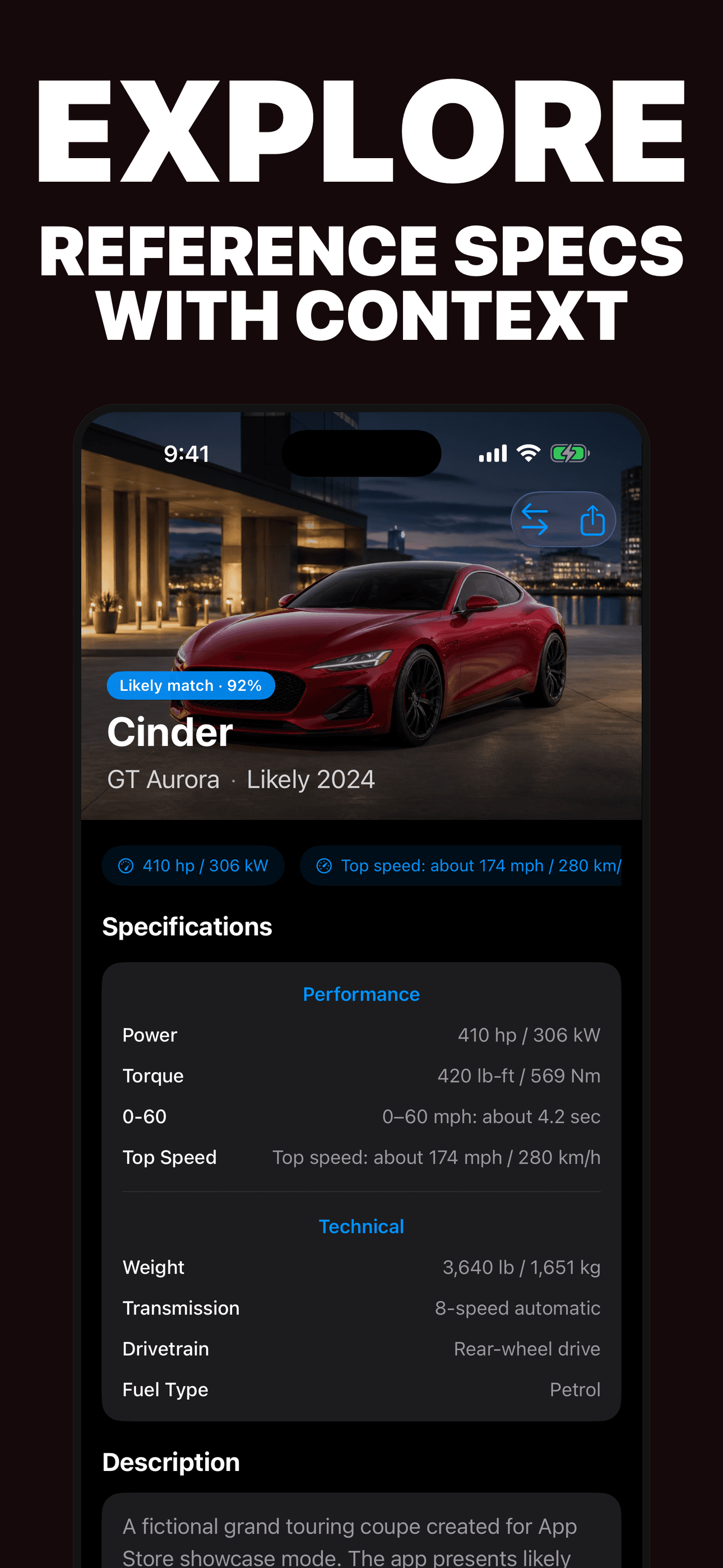 Car Identifier reference specifications and details on iPhone