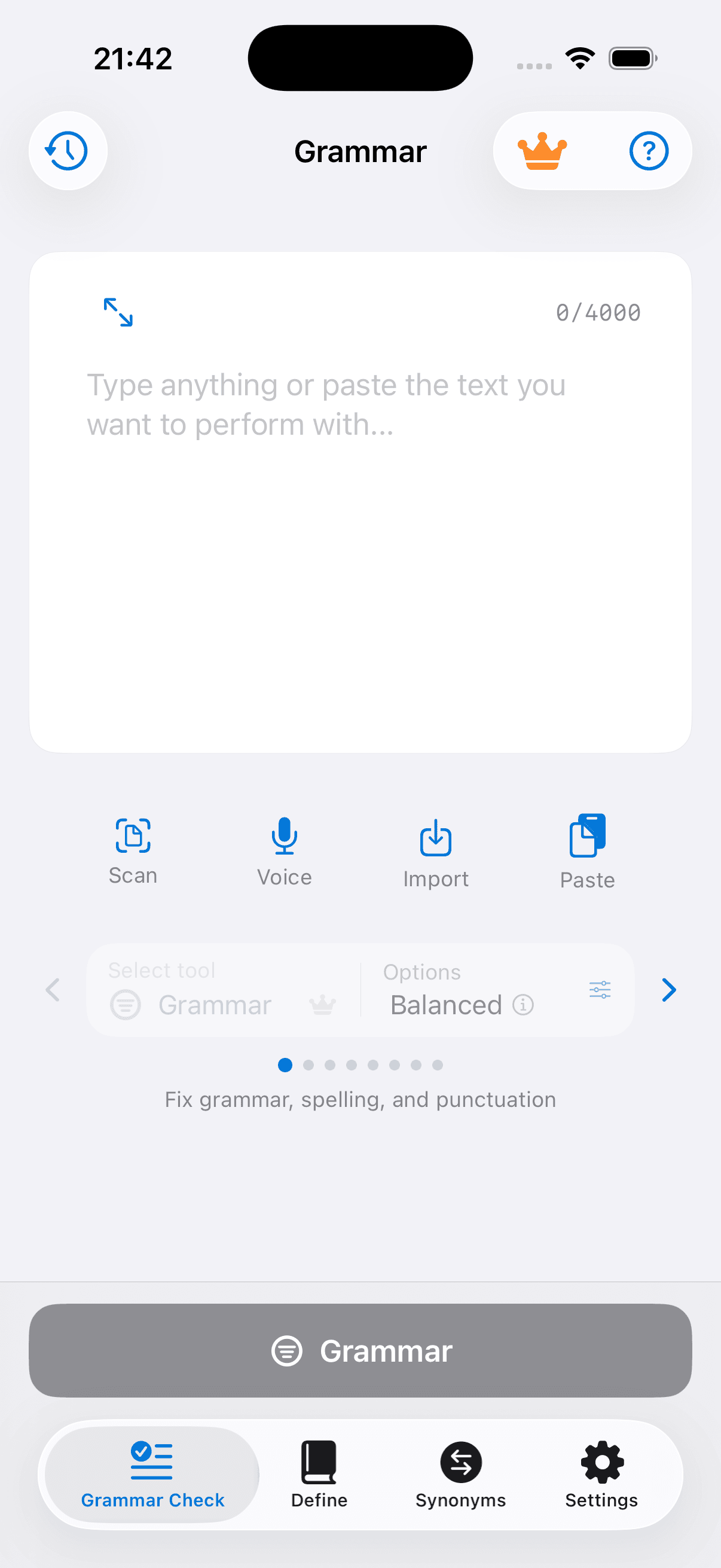 GrammarMe grammar correction screen