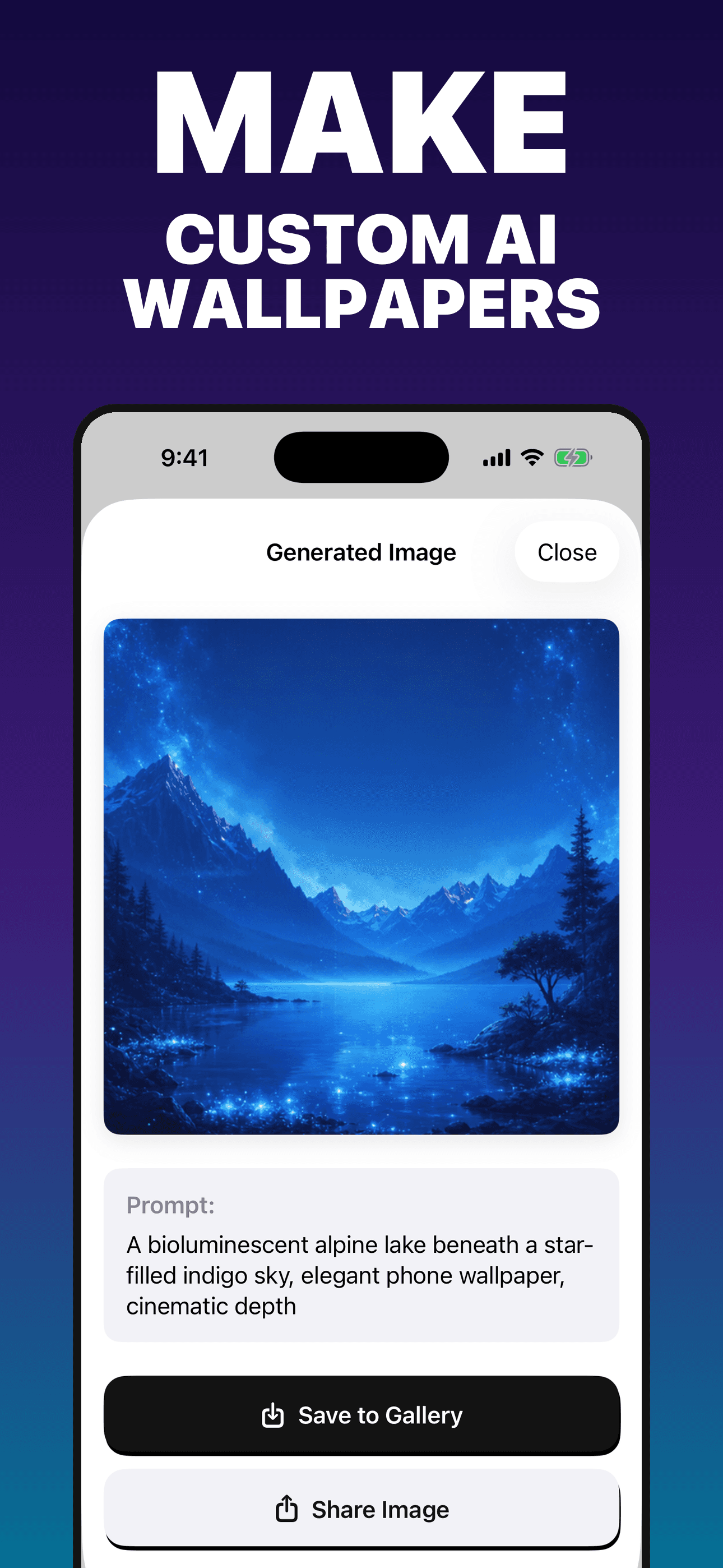 Imagine AI wallpaper creation on iPhone