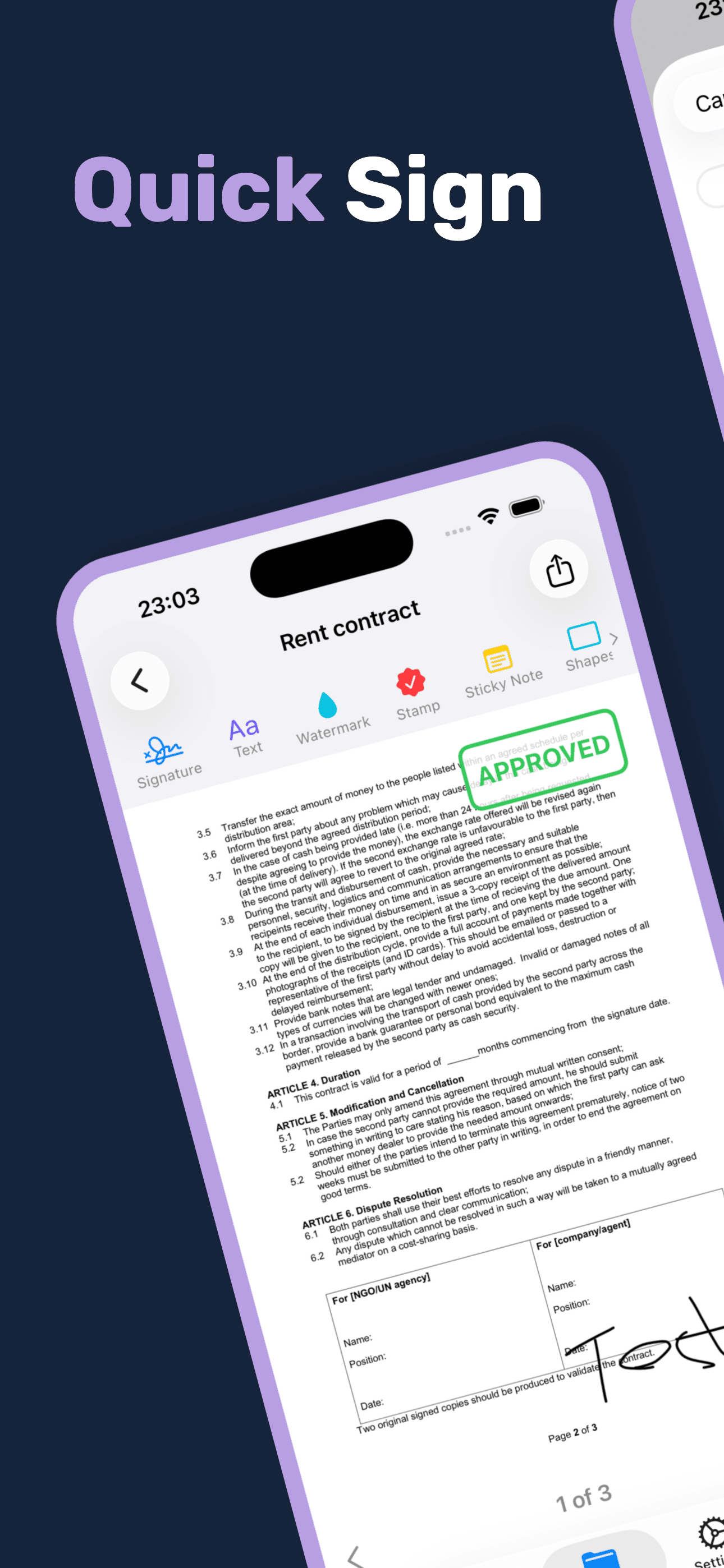 Signature Maker contract with an image-based signature on iPhone